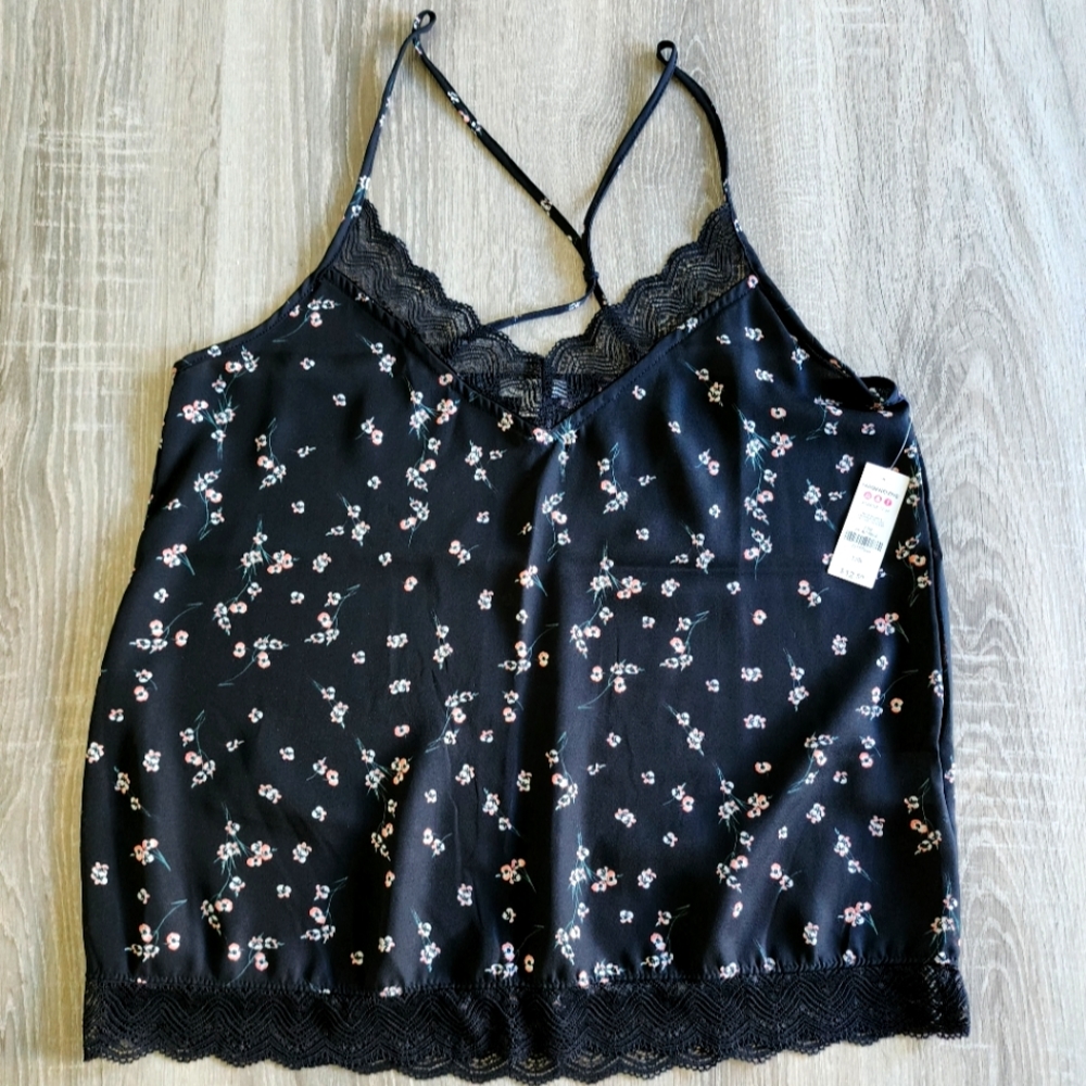 NWT Black floral Tank Top